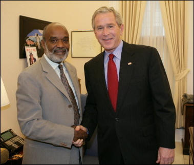 Haitian President Rene Preval with Bush in 2006