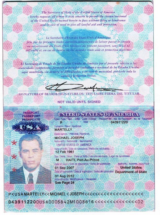 martelly's passport usa